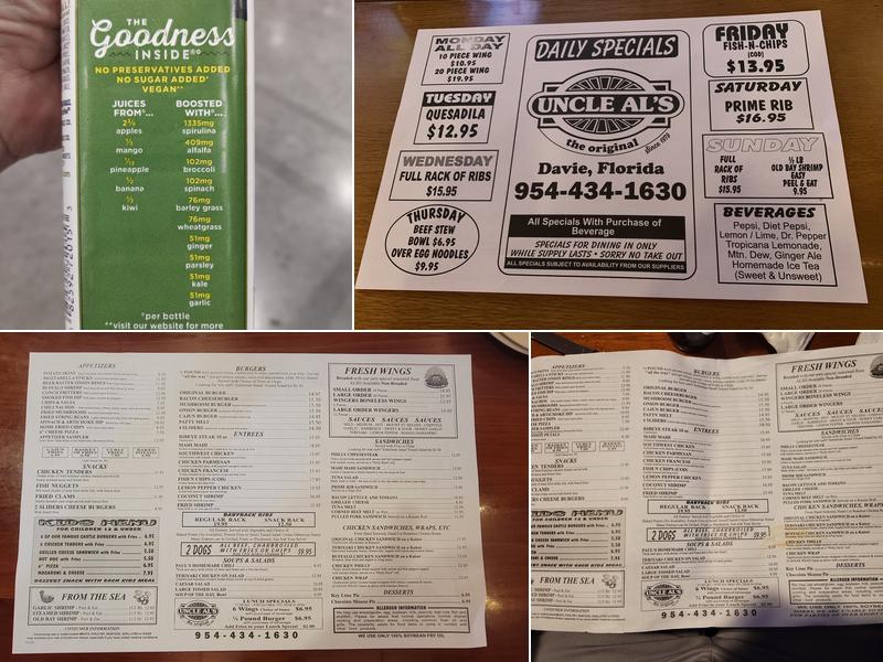 Uncle Al's Menu