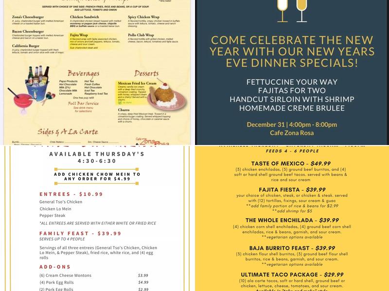 Zona Rosa In Walker Menu