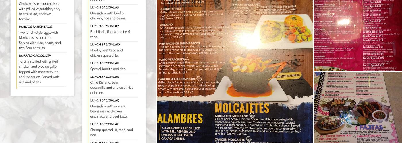 Fiesta Mexican Menu