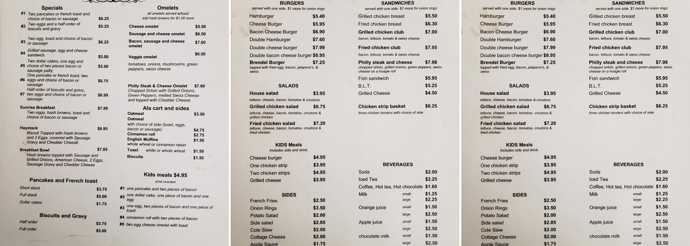 Lions Cafe Menu