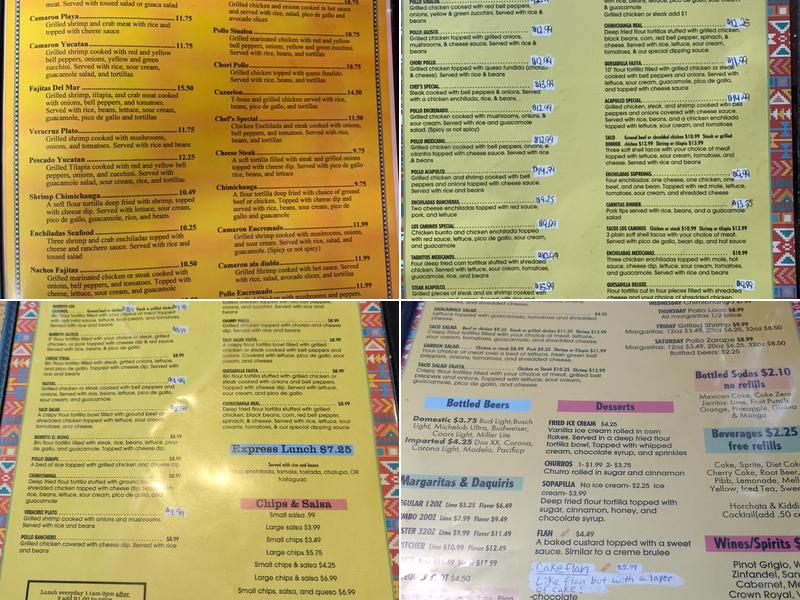Los Caminos Menu