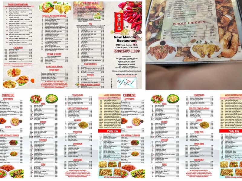 New Mandarin Restaurant Menu