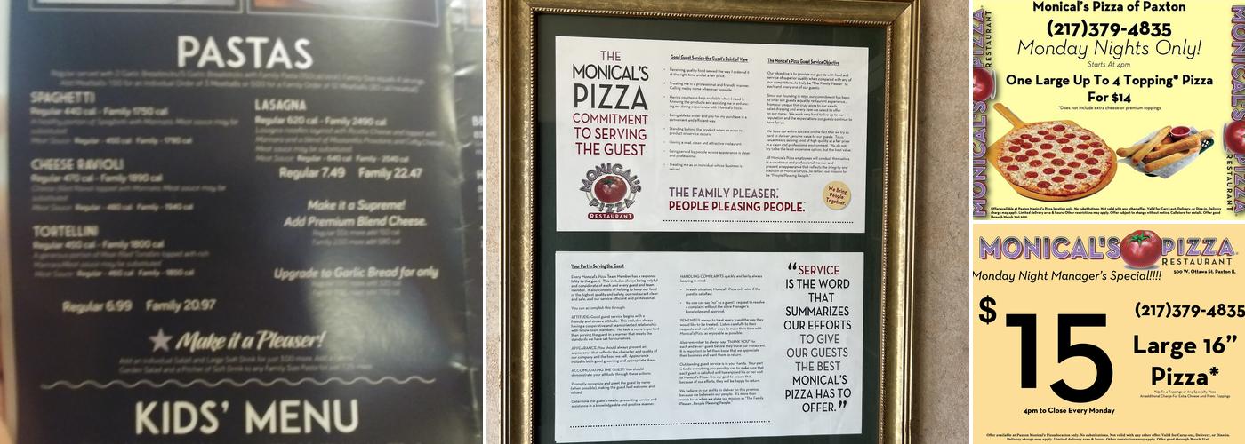 Monical's Pizza Menu