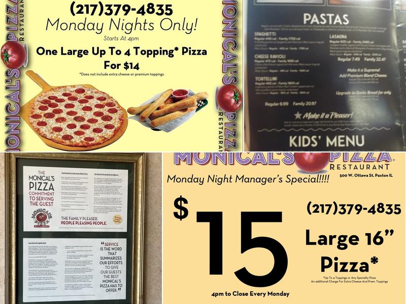 Monical's Pizza Menu