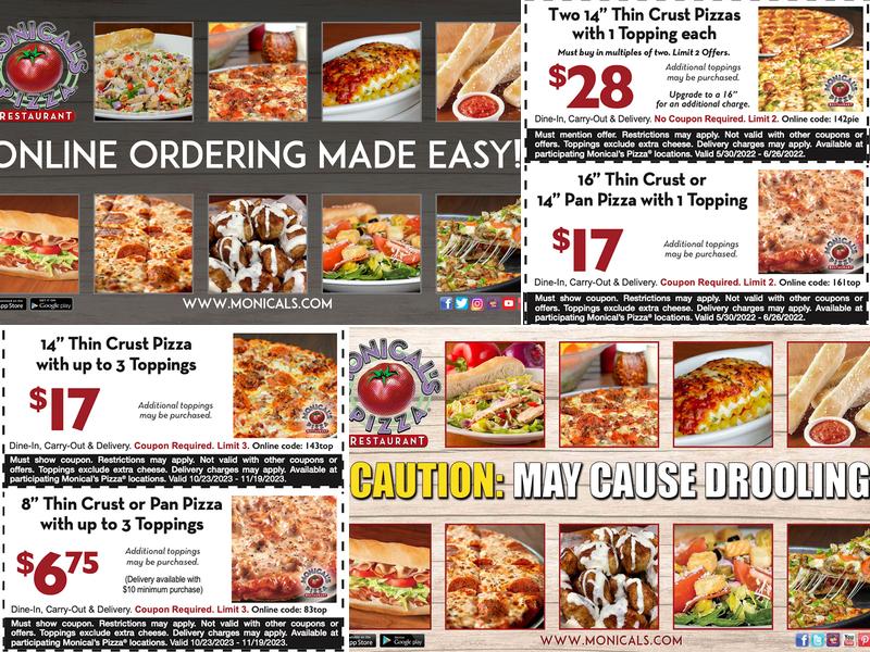 Monical's Pizza Menu