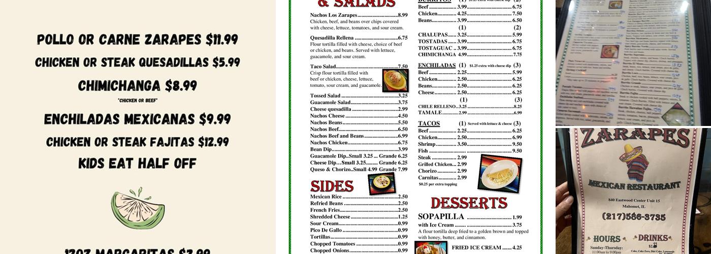 Los Zarapes Menu