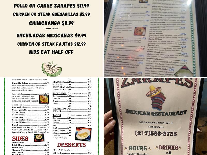 Los Zarapes Menu