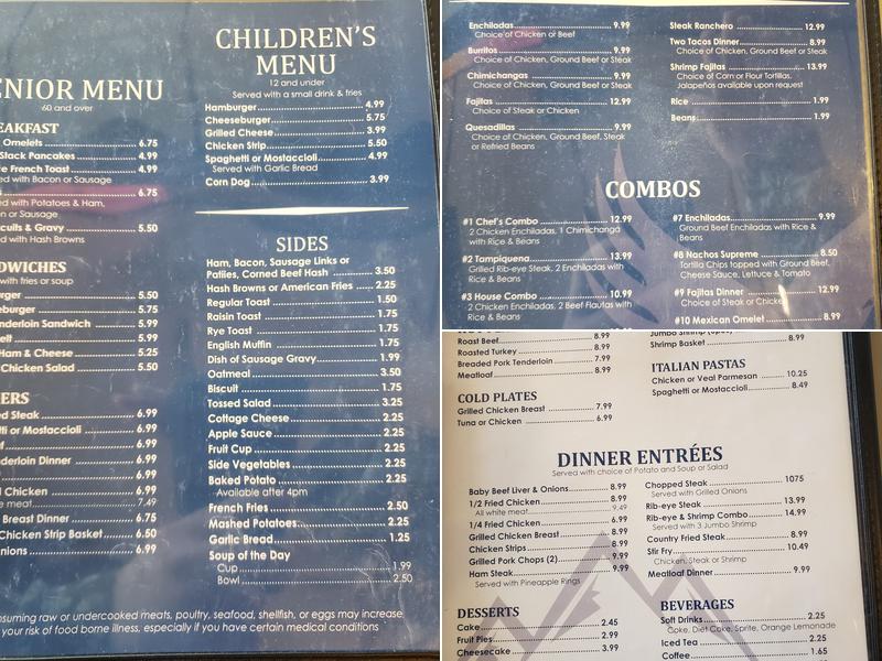 Eagles Nest Restaurant Menu