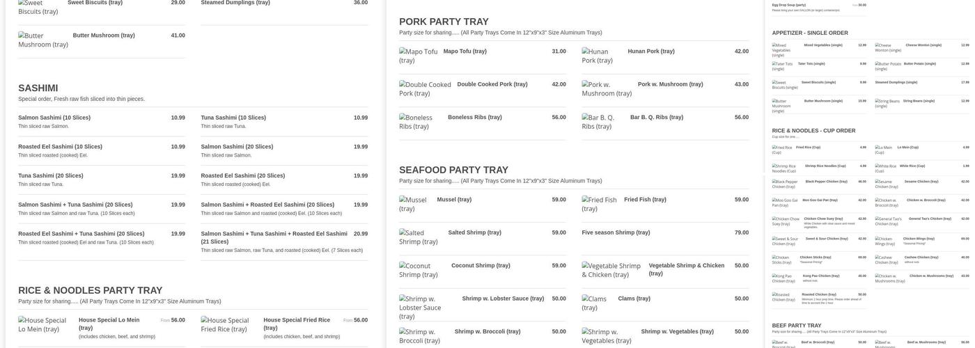 Great Moon Buffet Menu