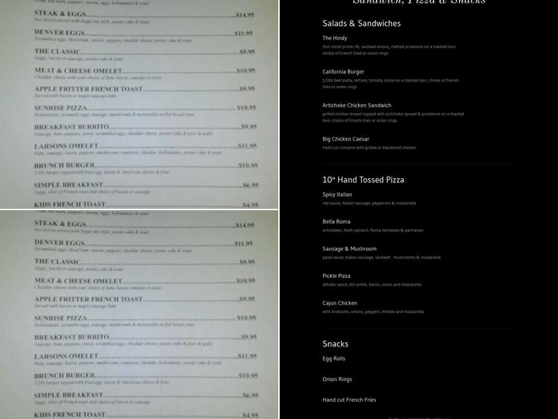 Gordy's Steakhouse Menu