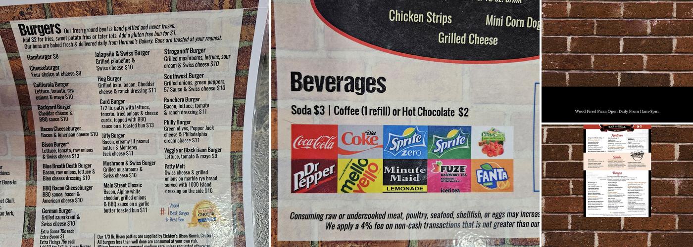 Cambridge Bar & Grill Menu