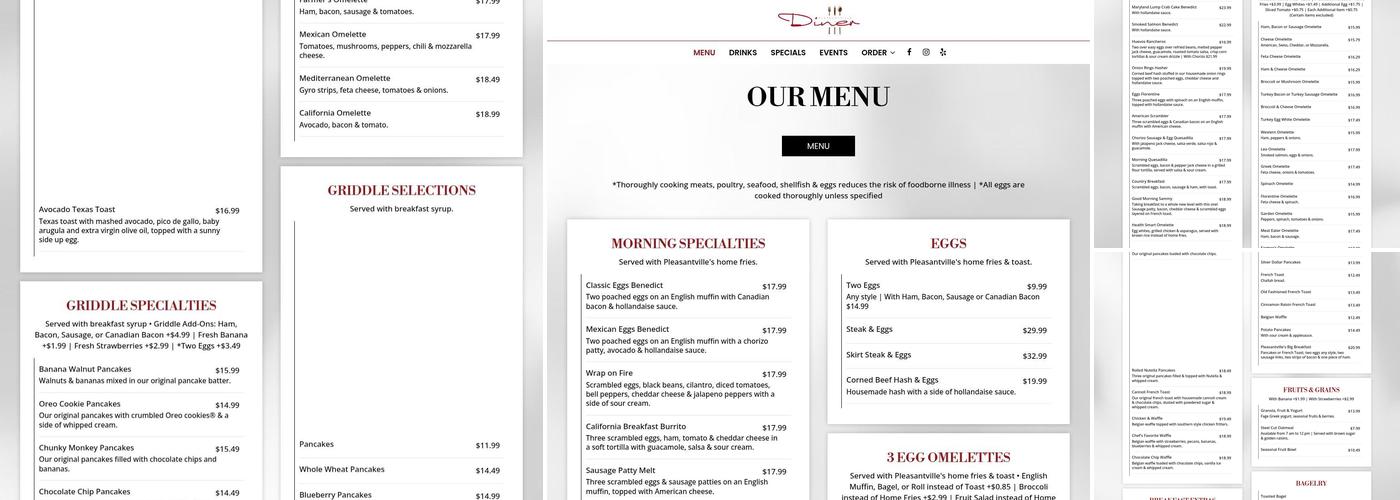 The Pleasantville Diner Menu