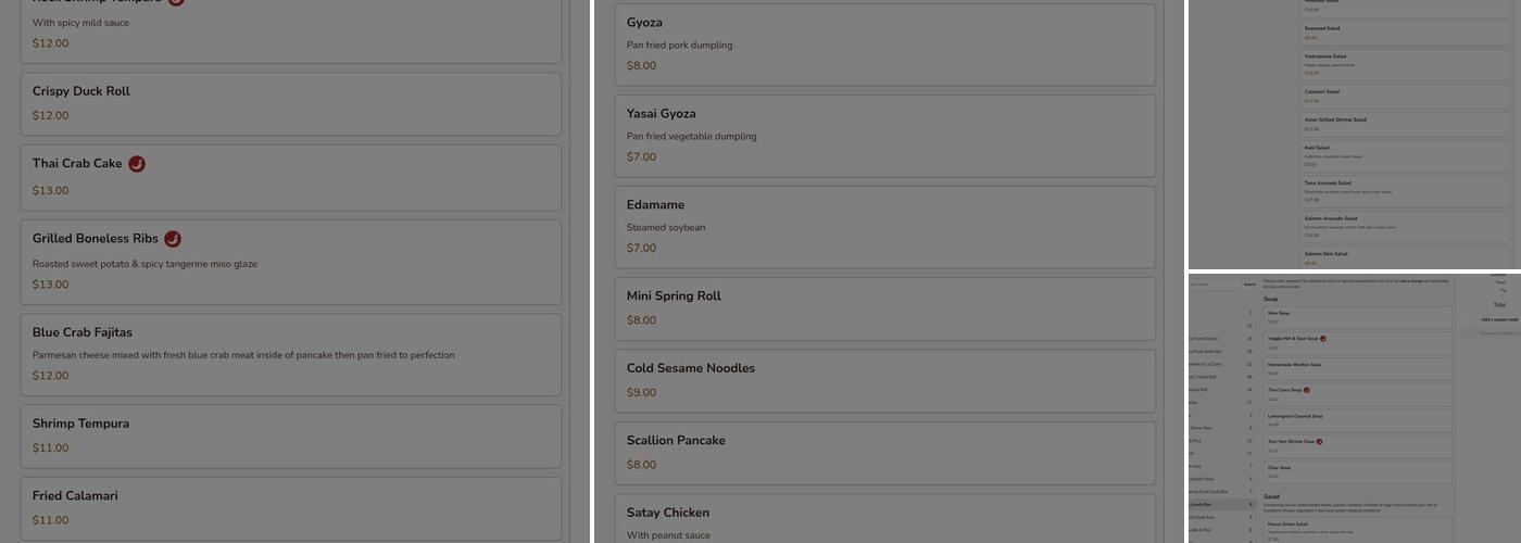 Miyabi Asian Bistro Menu