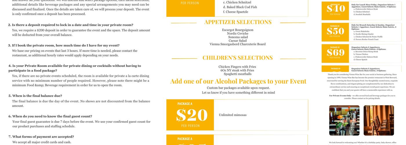 Vienna Wine Bar Menu