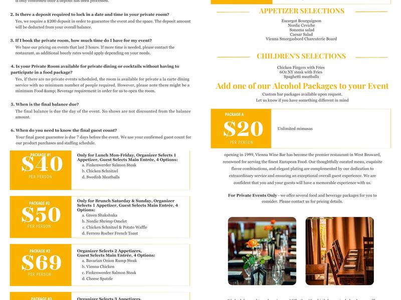 Vienna Wine Bar Menu