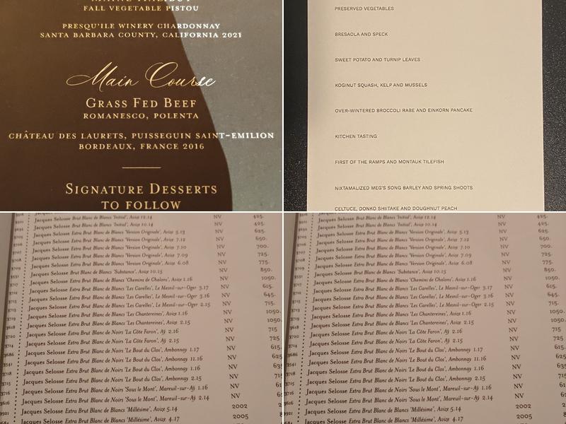 Blue Hill At Stone Barns Menu