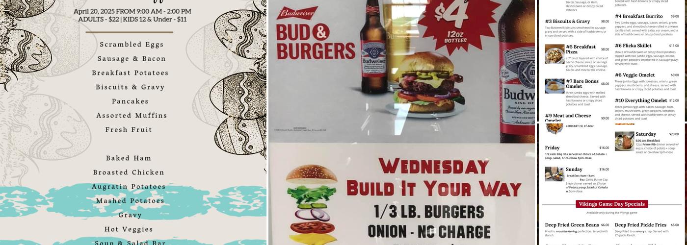 Flickabirds Resort Menu