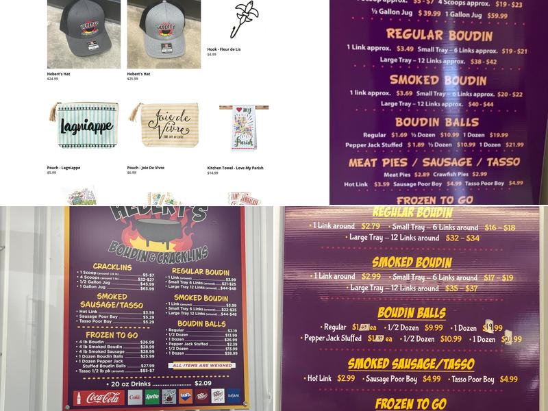 Hebert's Boudin & Cracklins Menu
