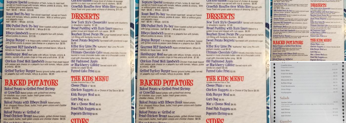 Neptunes Menu