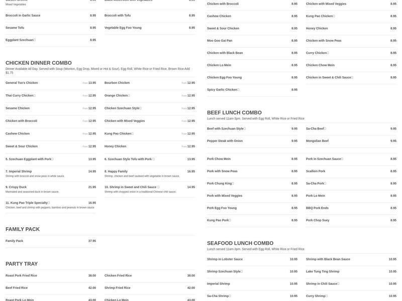 Mandarin Village Menu