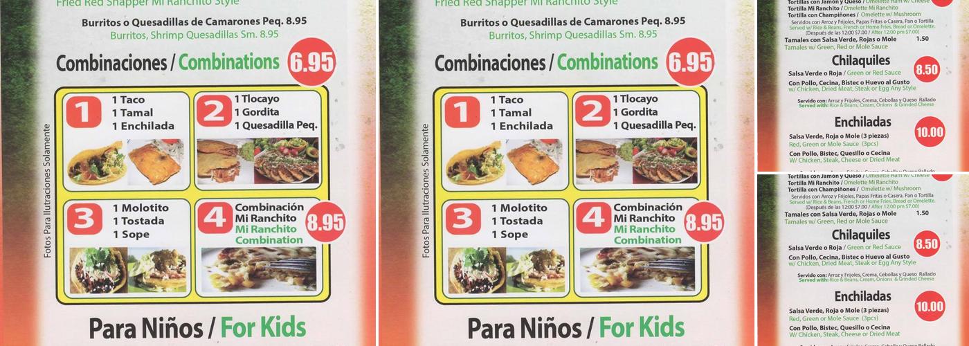 Mi Ranchito Menu