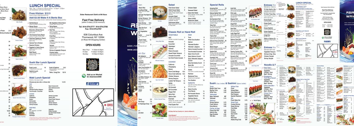 Asian Wave Menu
