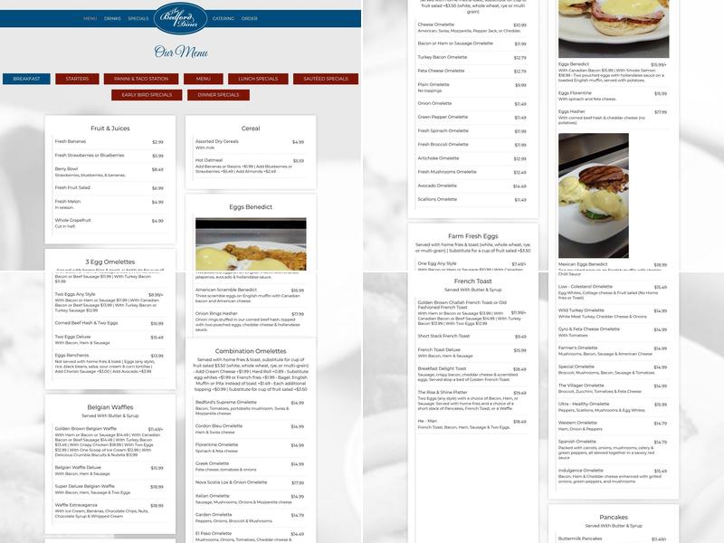 The Bedford Diner Menu