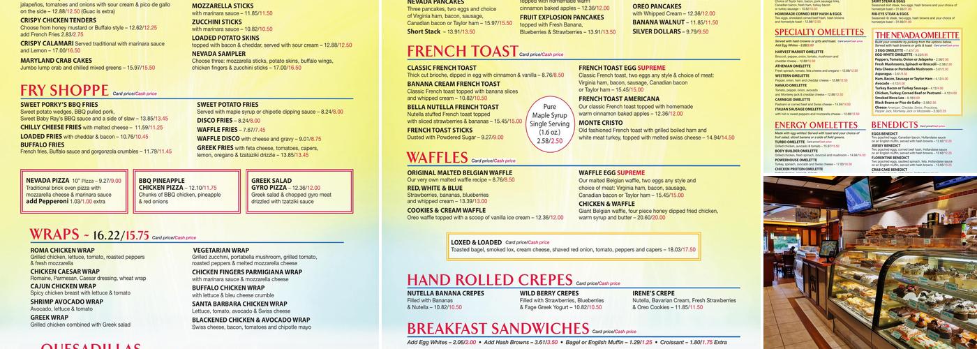 Nevada Diner Restaurant Menu