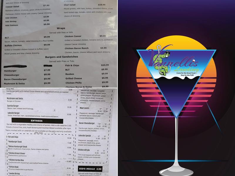 Vannelli's Landing Menu