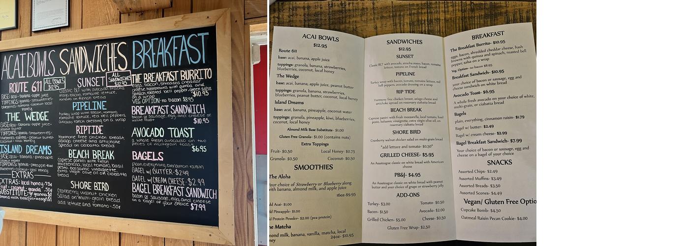 Born To Move Coffee Shop Menu