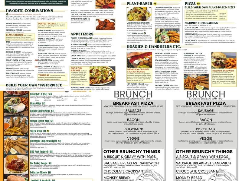 Broadway Pizza Menu
