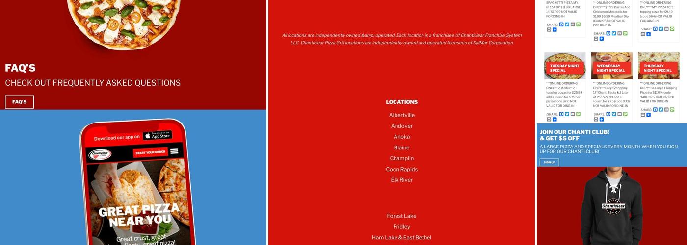 Chanticlear Pizza Menu