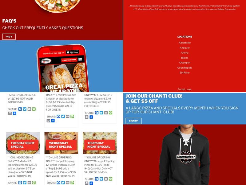 Chanticlear Pizza Menu