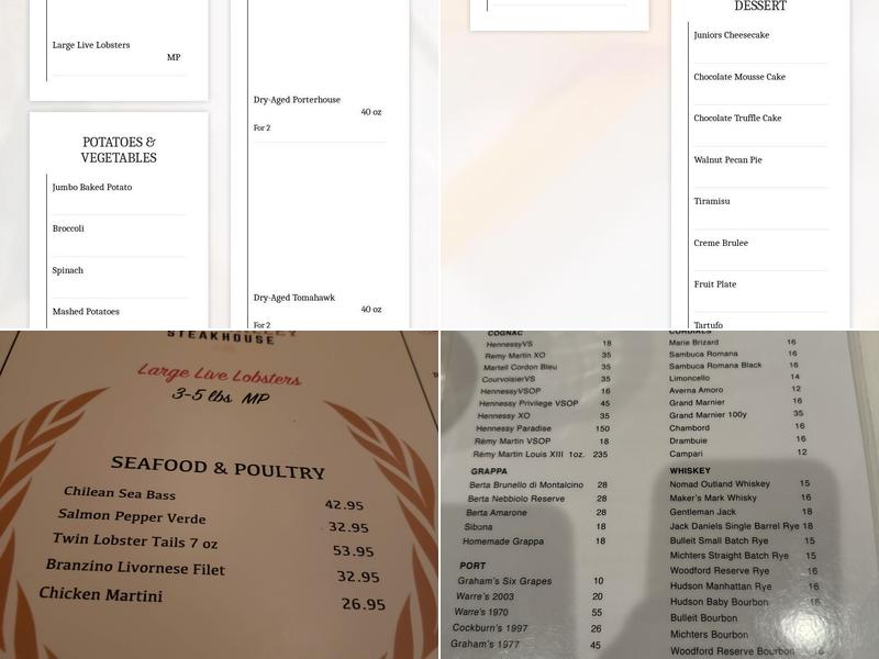 Hudson Valley Steakhouse Menu