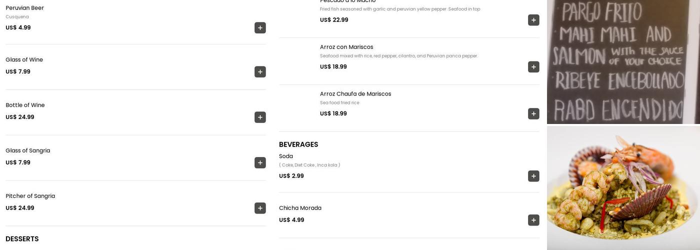Ceviche 595 Menu