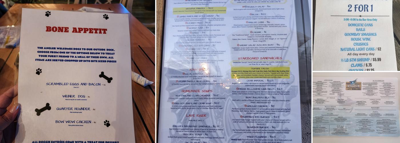 Captain Bill Buntings Angler Restaurant & Boat Menu