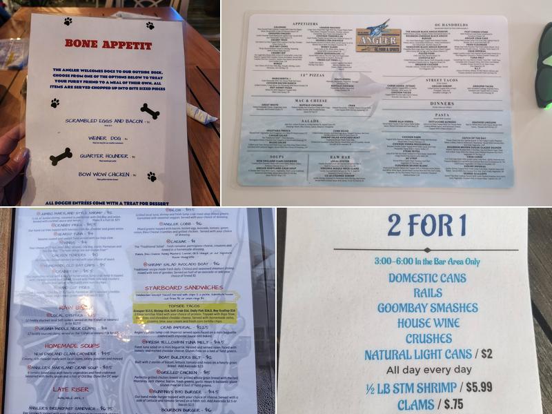 Captain Bill Buntings Angler Restaurant & Boat Menu