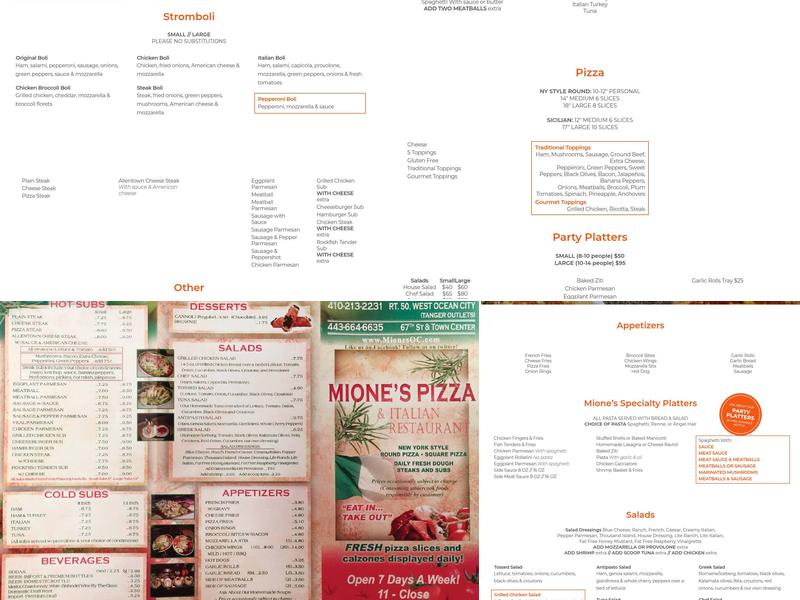 Mione's Pizza & Italian Restaurant Menu