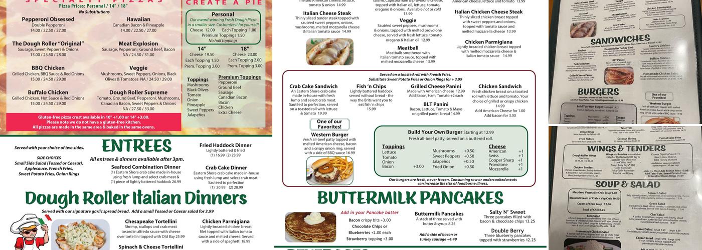 The Dough Roller Menu