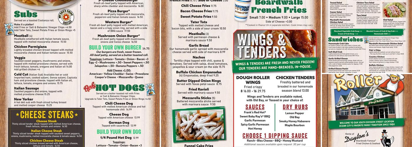 The Dough Roller Menu