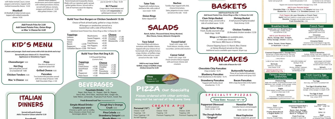The Dough Roller Menu