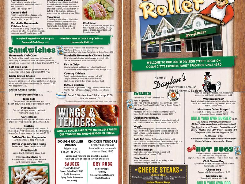The Dough Roller Menu