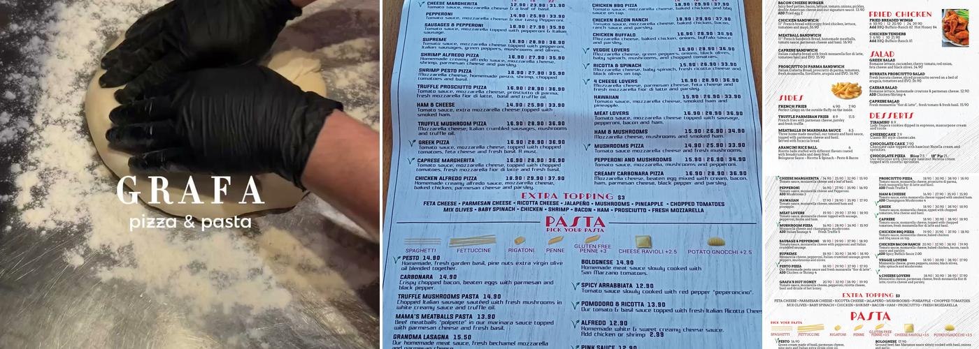Grafa Pizza Menu