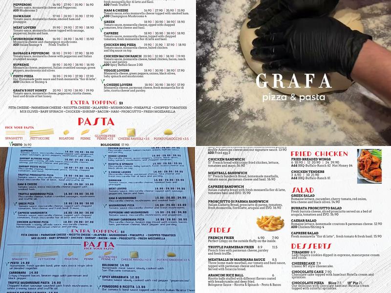 Grafa Pizza Menu