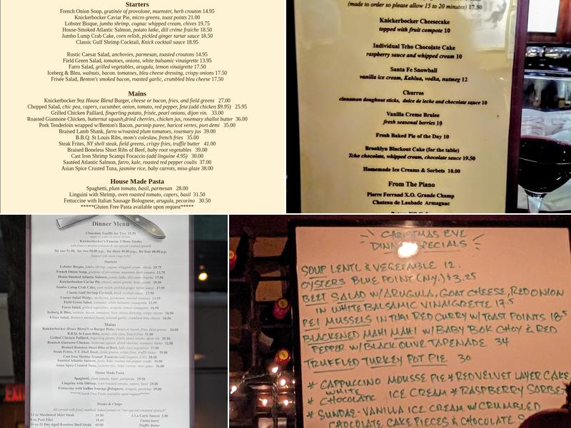 Knickerbocker Menu