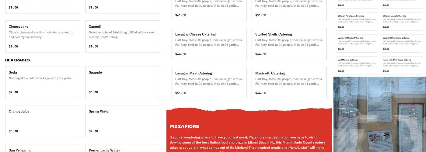 Pizza Fiore Menu
