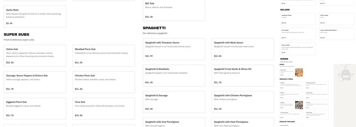 Miami Beach Pizza Menu