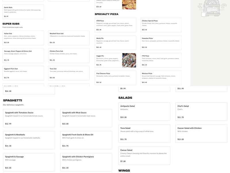 Miami Beach Pizza Menu