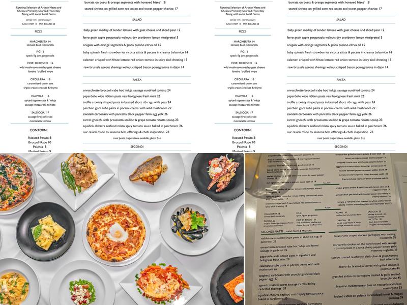 Tramonto Restaurant Menu