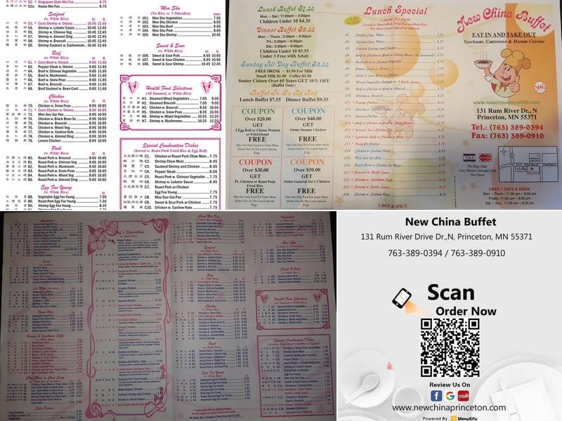 New China Buffet Menu